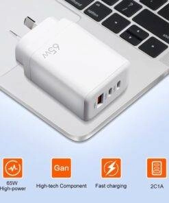 65W GaN Dual Type-C USB-C Wall Charger Adapter