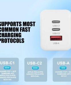 65W GaN Dual Type-C USB-C Wall Charger Adapter