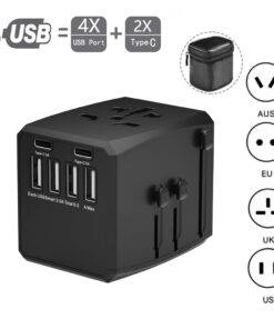 Global Universal Travel Adapter Convertor 4 USB 2 USB-C PD