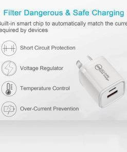 20W Mini Type-C (USB-C) PD and QC3.0 wall charger plug adapter for iPhone Android mobile charger