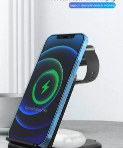 3 in 1 Wireless Charger Stand iPhone 12 Apple Watch AirPods Pro Android Black FREE SHIP
