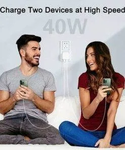 40W Dual USB-C Type-C PD Wall Charger Adapter for iPhone Samsung