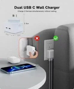 40W Dual USB-C Type-C PD Wall Charger Adapter for iPhone Samsung