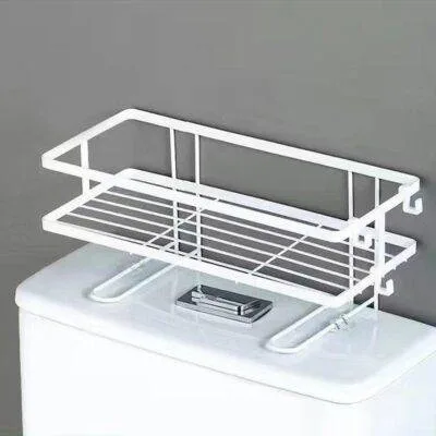 Bathroom Toilet Tank Shelf No-Punch Iron Rack