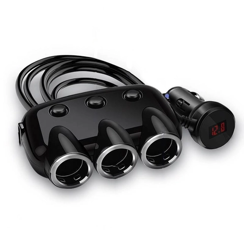 Car Charger Cigarette Lighter Splitter Power Adapter USB Voltage Display 12-24V