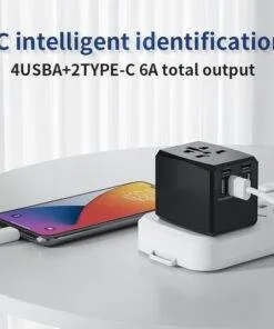 Global Universal Travel Adapter Convertor 4 USB 2 USB-C PD