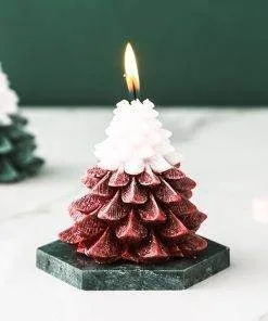 Elegant Tree Pine Tree Fragrance Scented Candle with Marble Coaster