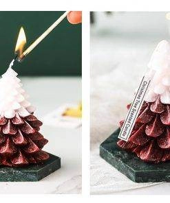 Elegant Tree Pine Tree Fragrance Scented Candle with Marble Coaster