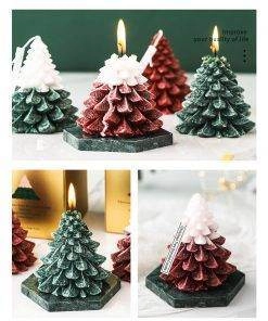 Elegant Tree Pine Tree Fragrance Scented Candle with Marble Coaster
