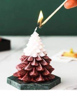 Elegant Tree Pine Tree Fragrance Scented Candle with Marble Coaster
