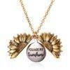 Gold Silver Open Locket You Are My Sunshine Sunflower Necklace For Women