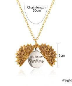 Gold Silver Open Locket You Are My Sunshine Sunflower Necklace For Women